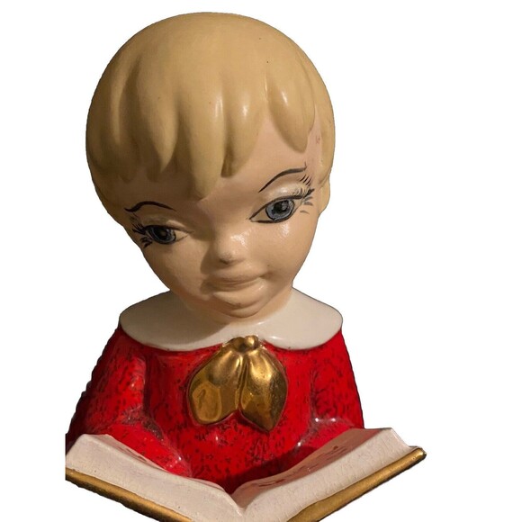 Vintage Hand painted Ceramic Choir Girl Christmas statue 10.75" tall - Picture 6 of 7